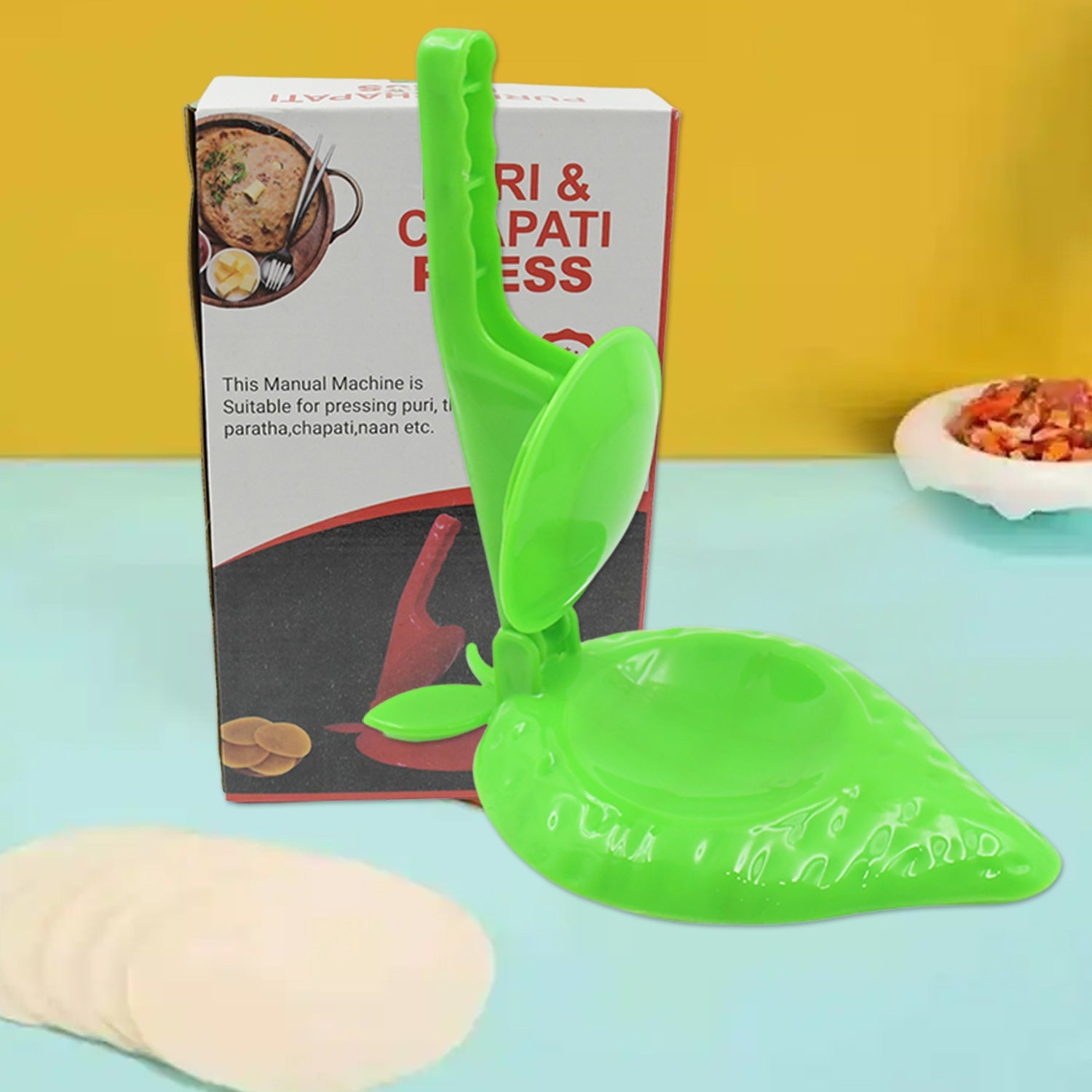 5781 Strawberry Shape Unbreakable Multicolor Plastic Puri Maker Press Machine with Manual Handle Machine for making small Puri - Papad - Khakra (1 Pc Mix Color) 5781 Strawberry Shape Unbreakable Multicolor Plastic Puri Maker Press Machine with Manual Handle Machine for making small Puri - Papad - Khakra (1 Pc Mix Color)